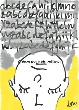 buchstabieren, zeichnung von dozo